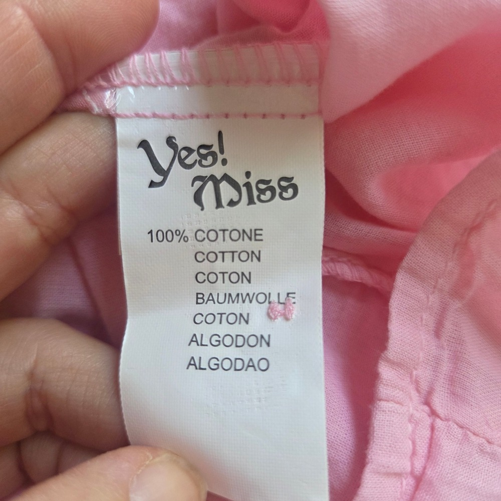 Yes! Miss Pink Cotton Ruffle Milkmaid Puff Sleeve Dress Y2K Prairie Tunic Large - Picture 6 of 11